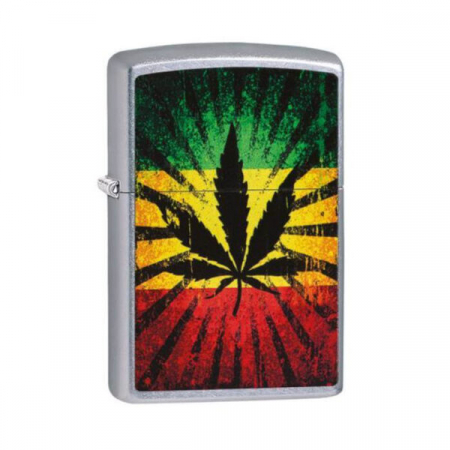 Altele - Bricheta originala Zippo, Cannabis Design Rastafari Leaf