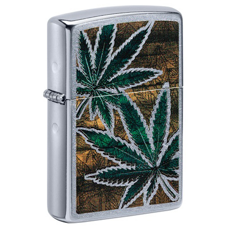 Altele - Bricheta originala Zippo, Cannabis Design Street Chrome