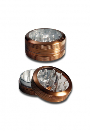 Grindere tutun si ierburi - Grinder metalic 'Black Leaf' Premium Window, 2 Parti, Ø52mm