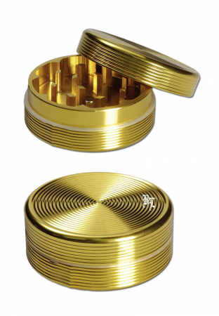 Grindere tutun si ierburi - Grinder metalic 'Black Leaf' Riple, 2 parti, Auriu, Ø50mm