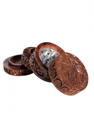 Grindere tutun si ierburi - Grinder RoseWood 'Leaf', 4 Parti, Ø56mm
