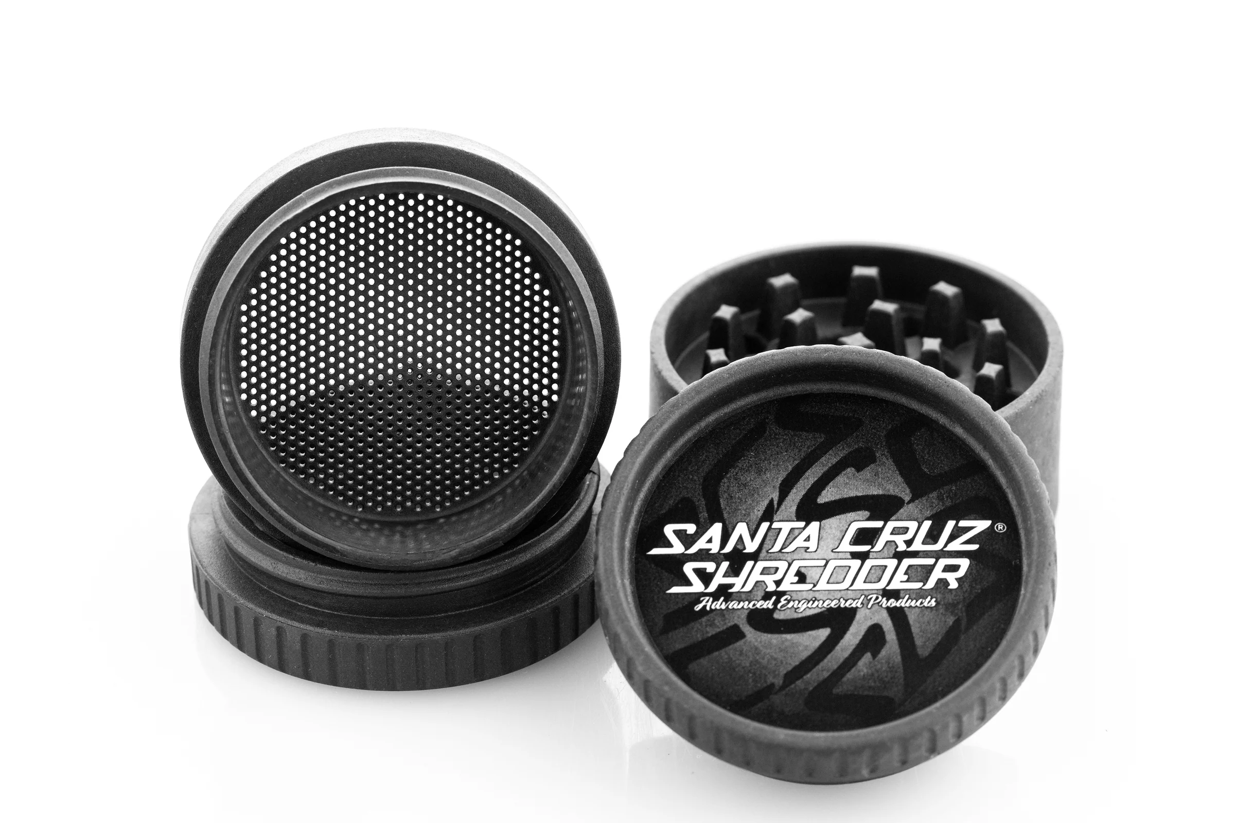 Grindere tutun si ierburi - Grinder 'Santa Cruz' din Canepa, Negru, 4 Parti, Ø55mm