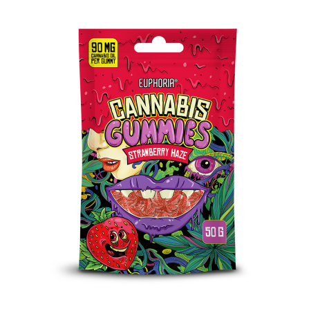 Bomboane & Gume - Jeleuri cu ulei de canepa , Euphoria, Strawberry Haze, 50g