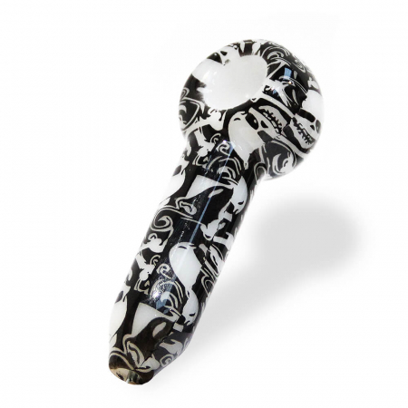 Pipe - Pipa sticla, Urban Crew, Black Skulls Ghost, 13cm