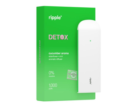 Tigari electronice - Tigara electronica, Ripple+, DETOX, Castravete, fara nicotina, 1000 pufuri