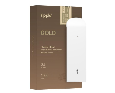 Tigari electronice - Tigara electronica, Ripple+, GOLD, Classic, fara nicotina, 1000 pufuri