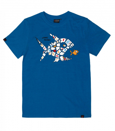 Tricouri - Tricou THTC Plastic Fish - Canepa/Bumbac - Albastru