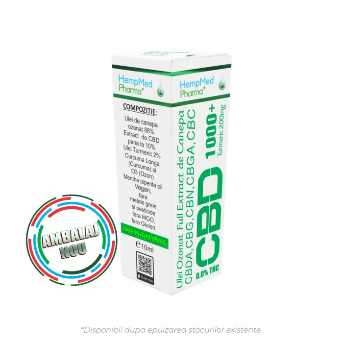 Ulei ozonat cu CBD - Ulei de Canepa Ozonat CBD 10%, 1000mg, HempMedPharma, 10ml