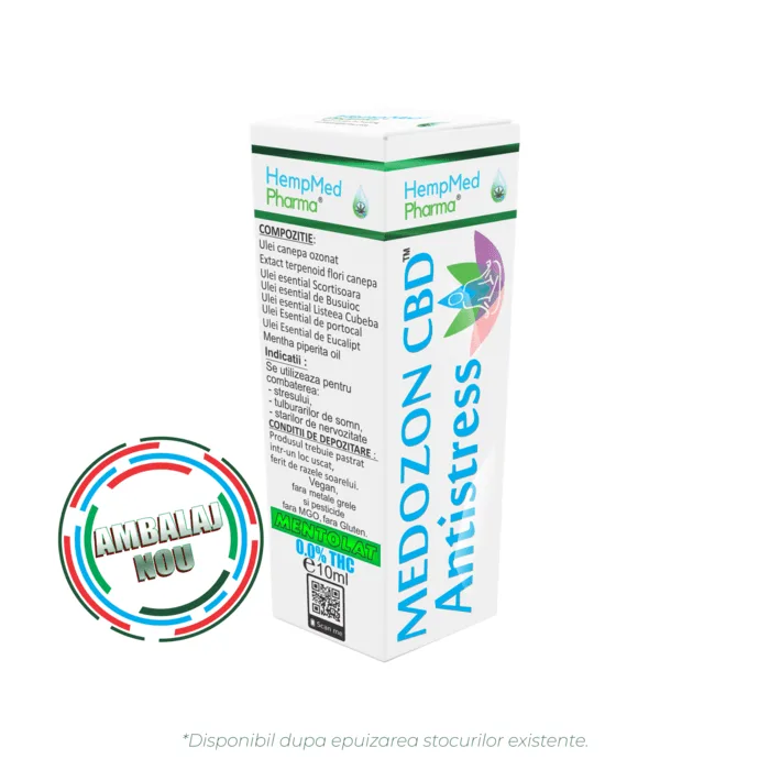 Ulei ozonat cu CBD - Ulei de Canepa Ozonat CBD 10%, 1000mg, Medozon Antistress, HempMedPharma, 10ml