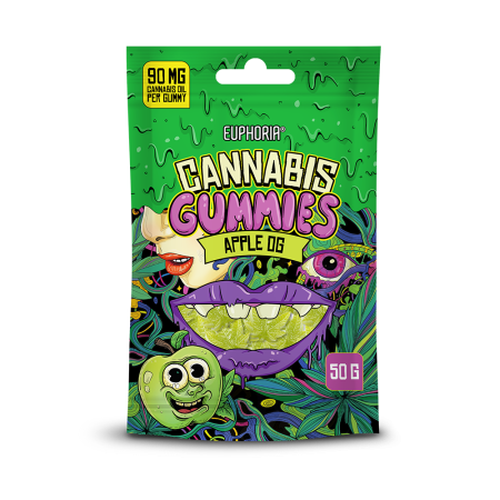 Dulciuri CBD - Jeleuri cu ulei de canepa , Euphoria, Apple OG, 50g