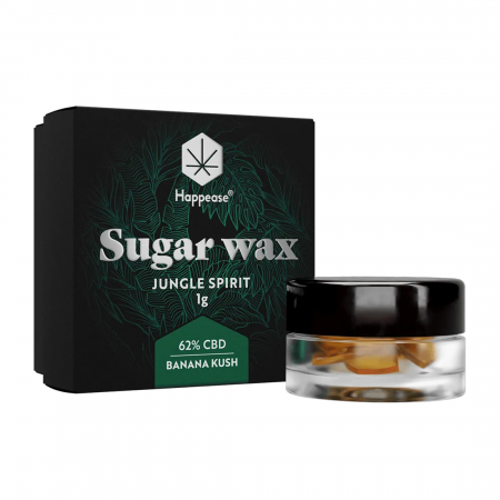 CBD Pur - Sugar Wax CBD + terpeni, 62%, 1gr, HAPPEASE, Banana Kush