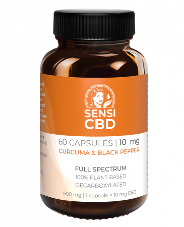 Capsule CBD - Ulei de Canabis CBD, 60 capsule, 600mg, Turmeric si Piper Negru