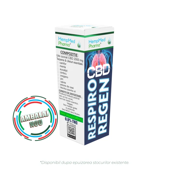 Ulei CBD - Ulei de Canepa Ozonat CBD 2000mg, Respiro Regen, HempMedPharma, 10ml