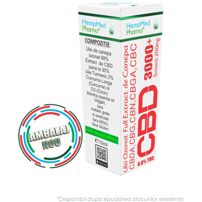 Ulei Ozonat cu CBD - Ulei de Canepa Ozonat CBD 30%, 3000mg, HempMedPharma, 10ml