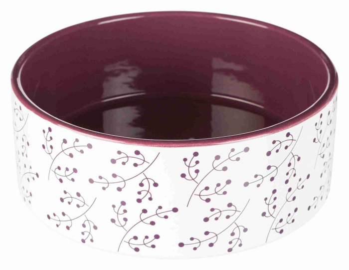 Castron Ceramic, Floral,1.4 l/20 cm, Alb/Berry, 25125 [1]