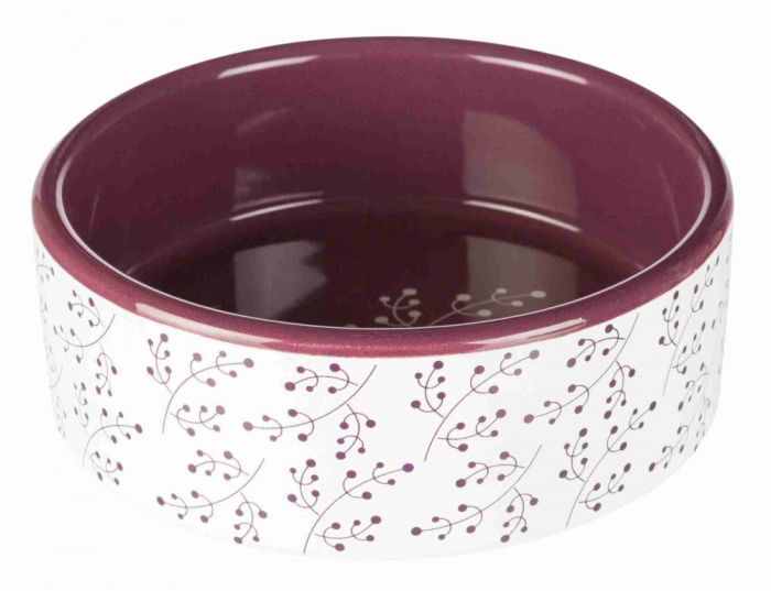 Castron Ceramic, Floral, 0.3 l/12 cm, Alb/Berry, 25123 [2]