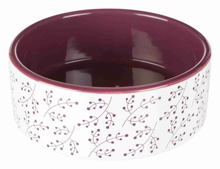 Castron Ceramic, Floral, 0.8 l/16 cm, Alb/Berry, 25124 [2]