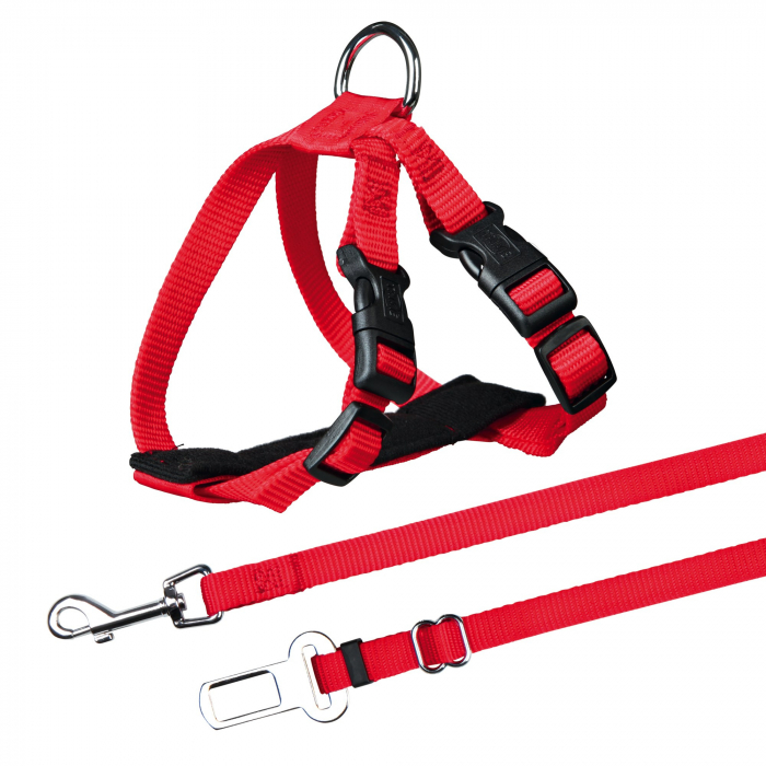 Ham Si Centura Auto Pentru Pisici, 20-50 cm/15 mm, Rosu, 1294 [2]