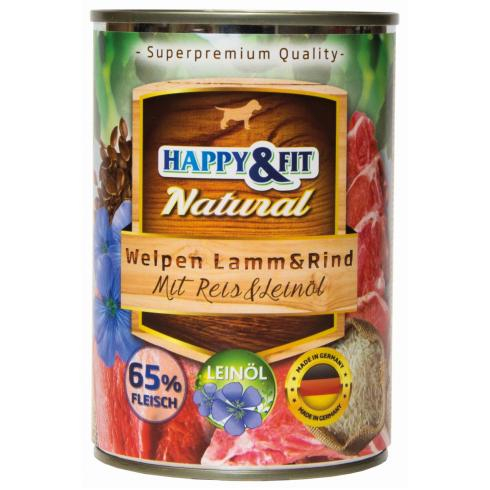 HAPPY&FIT NATURAL Junior Carne de Miel&Carne de Vita cu Orez si Uleiuri din Seminte de In 400G [1]