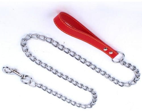 Lesa lant 1,6 mm/1,2 m & maner piele rosu [1]