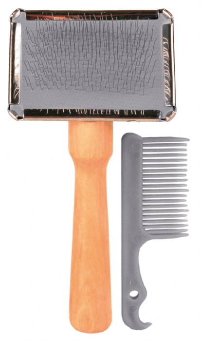 Perie Soft Cu Pieptene De Curatat, Maner Lemn, 6x13 cm, 2353 [2]