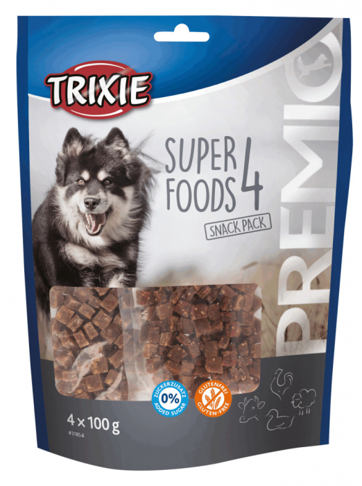 Recompense Pentru Caini, Premio 4 Superfoods, Pui/Rata/Vita/Miel, 4 x 100 g, 31854 [2]