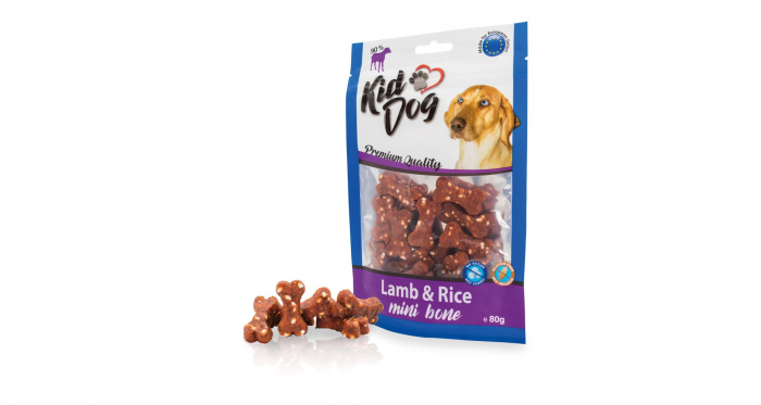 Recompense Pentru Caini, Mini Oase Cu Miel Si Orez, 80 g, A04720 [1]