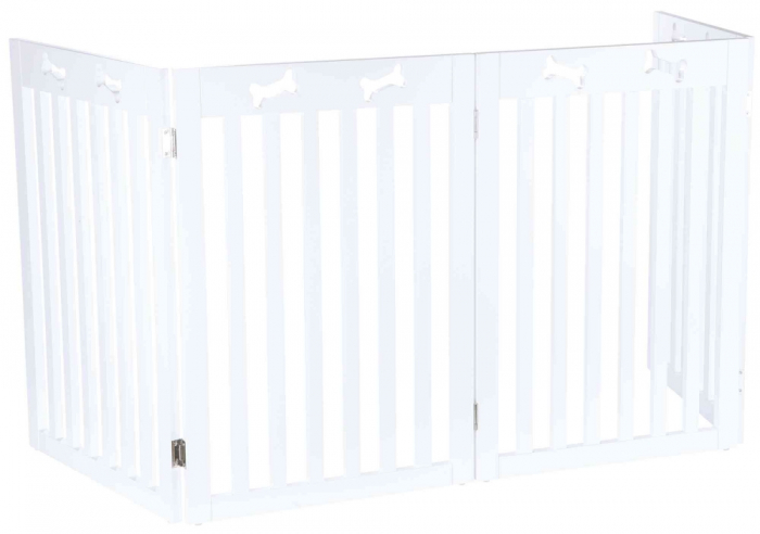 Bariera Pentru Caini, 4 Elemente, MDF, 60-160x75 cm, Alb, 39457 [2]