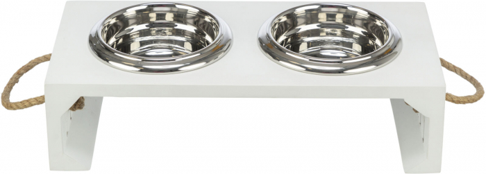 Set 2 Castroane Inox Cu Suport Lemn MDF, Be Nordic, 2x0.4 l/14 cm/38x18x10 cm, Alb, 24835 [1]