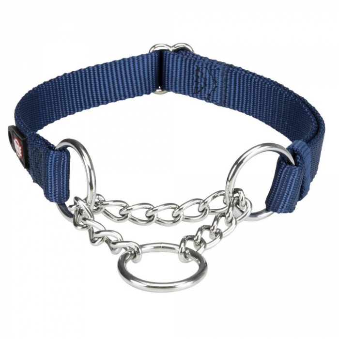 Zgarda chinga cu lant, strangulanta, 30-40cm/15mm, indigo, 202713 [1]