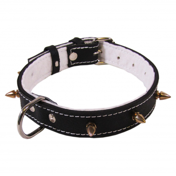 Zgarda Piele cu Colti Tip 22 mm/50 cm, Negru [1]