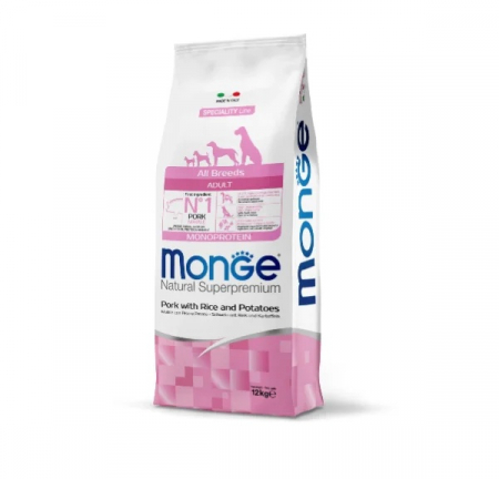 Hrana Uscata pentru Caini - 1112 MONGE D SPREM AB -ADULT PORK, RICE&POTATOES 12KG