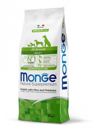 Hrana Uscata pentru Caini - 1150 MONGE RABBIT WITH RICE AND POTATOES 12KG