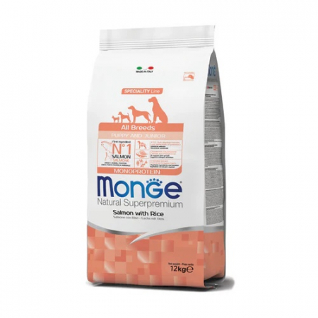 Hrana Uscata pentru Caini - 1211 MONGE D SPREM AB -PUPPY SALMON&RICE 12KG
