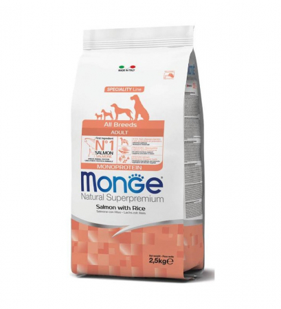 Hrana Uscata pentru Caini - 1297 MONGE D SPREM AB -ADULT SALMON&RICE 2,5KG