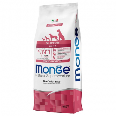 Hrana Uscata pentru Caini - 1341 MONGE D SPREM AB -ADULT BEEF&RICE 12KG