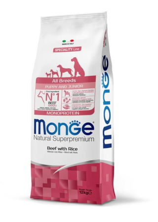Hrana Uscata pentru Caini - 1365 MONGE D SPREM AB -PUPPY BEEF&RICE 12KG