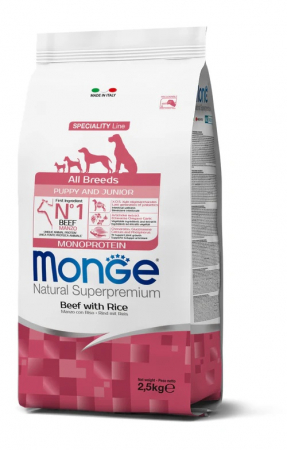 Hrana Uscata pentru Caini - 1372 MONGE D SPREM AB -PUPPY BEEF&RICE 2,5KG
