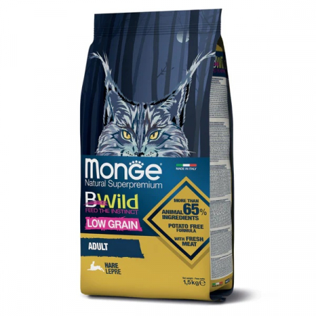 Hrana Uscata pentru Pisici - 2003 MONGE C BWILD LOW GRAIN HARE-ADULT 1,5KG