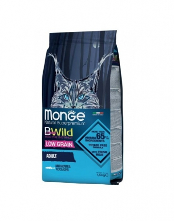 Hrana Uscata pentru Pisici - 2010 MONGE C BWILD LOW GRAIN ANCHOVIES-ADULT 1,5KG