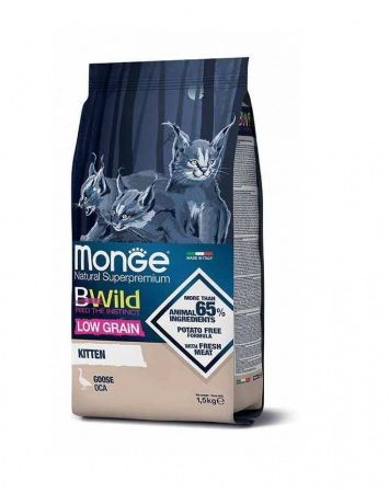 Hrana Uscata pentru Pisici - 2041 MONGE C BWILD LOW GRAIN GOOSE-KITTEN 1,5KG