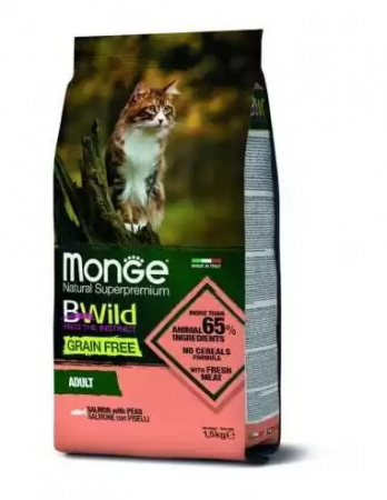 Hrana Uscata pentru Pisici - 2072 MONGE C BWILD GF ADULT SALMON&PEAS 1,5KG