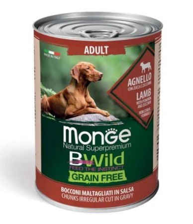 Hrana Umeda pentru Caini - 2614 MONGE D BWILD GF C-CHUNKS LAMB PUMP&ZUCC 400GR