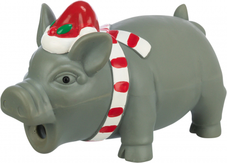 Produse de Craciun - Jucarie Pentru Caini, Xmas Porc, Latex, Cu Sunet, 16 cm, 92598
