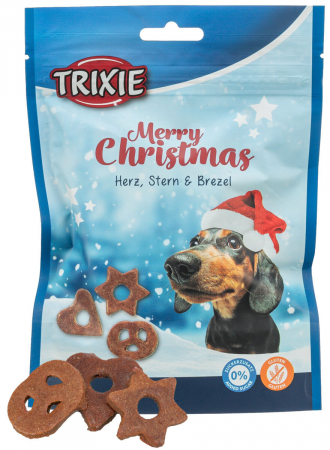 Produse de Craciun - Recompense Pentru Caini, Xmas - Inima/Stea/Covrig- Cu Pui/Ficat Pui, 120g, 92749