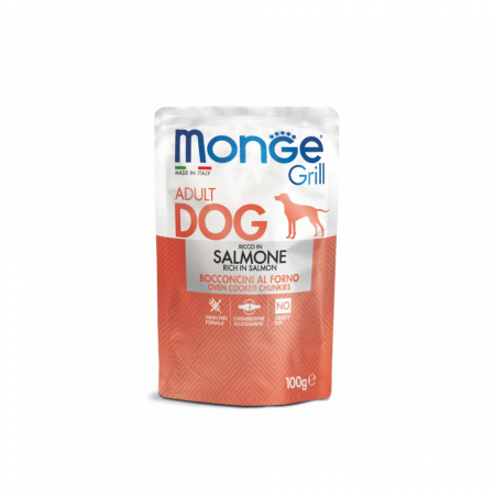 Hrana Umeda pentru Caini - 3123 MONGE D SPREM POUCHES RICH IN SALMON 100GR