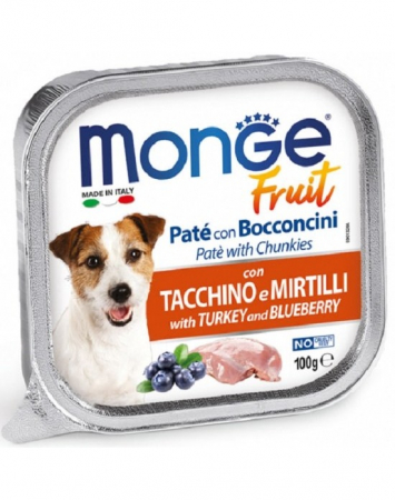 Hrana Umeda pentru Caini - 3208 MONGE D SPREM PATE&CHUNKIES TURKEY&BLUEBERRY 100GR