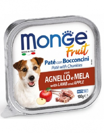 Hrana Umeda pentru Caini - 3222 MONGE D SPREM PATE&CHUNKIES LAMB&APPLE 100GR