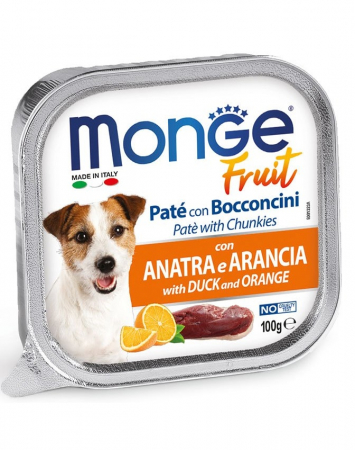 Hrana Umeda pentru Caini - 3239 MONGE D SPREM PATE&CHUNKIES DUCK&ORANGE 100GR