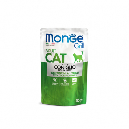 Hrana Umeda pentru Pisici - 3611 MONGE C SPREM POUCHES-CHUNKIES ADULT RABBIT 85GR